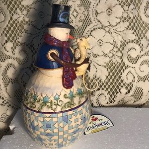 Classic Jim Shore Figurine, Snowman with Cat.  New